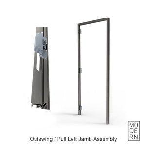 Outswing/Pull Left <br> Frameless Door Jamb/Frame <br> Door Slab By Others